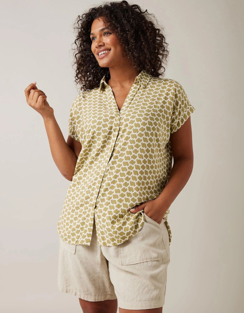 Batwing Button Through Blouse - Cream