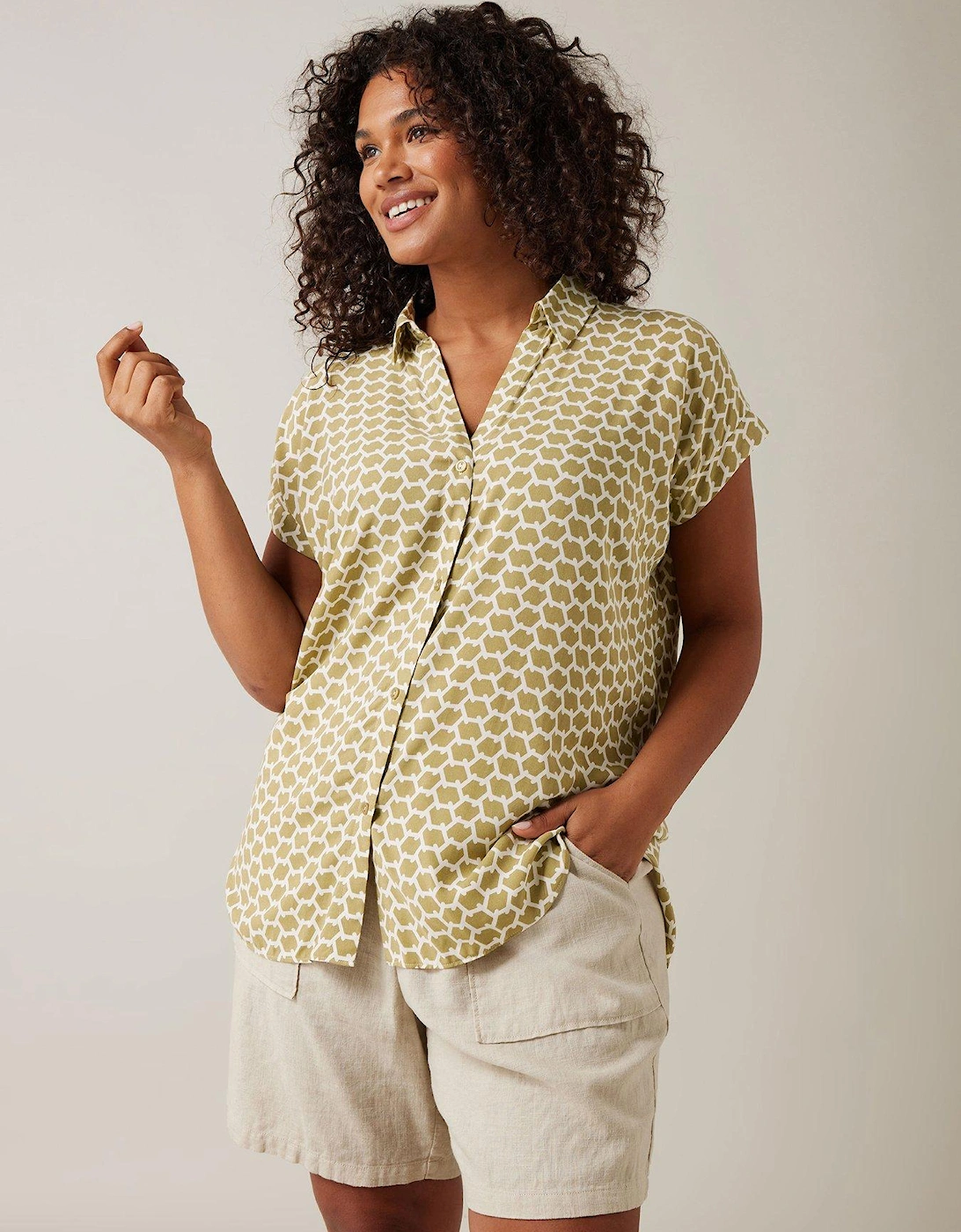 Batwing Button Through Blouse - Cream, 2 of 1