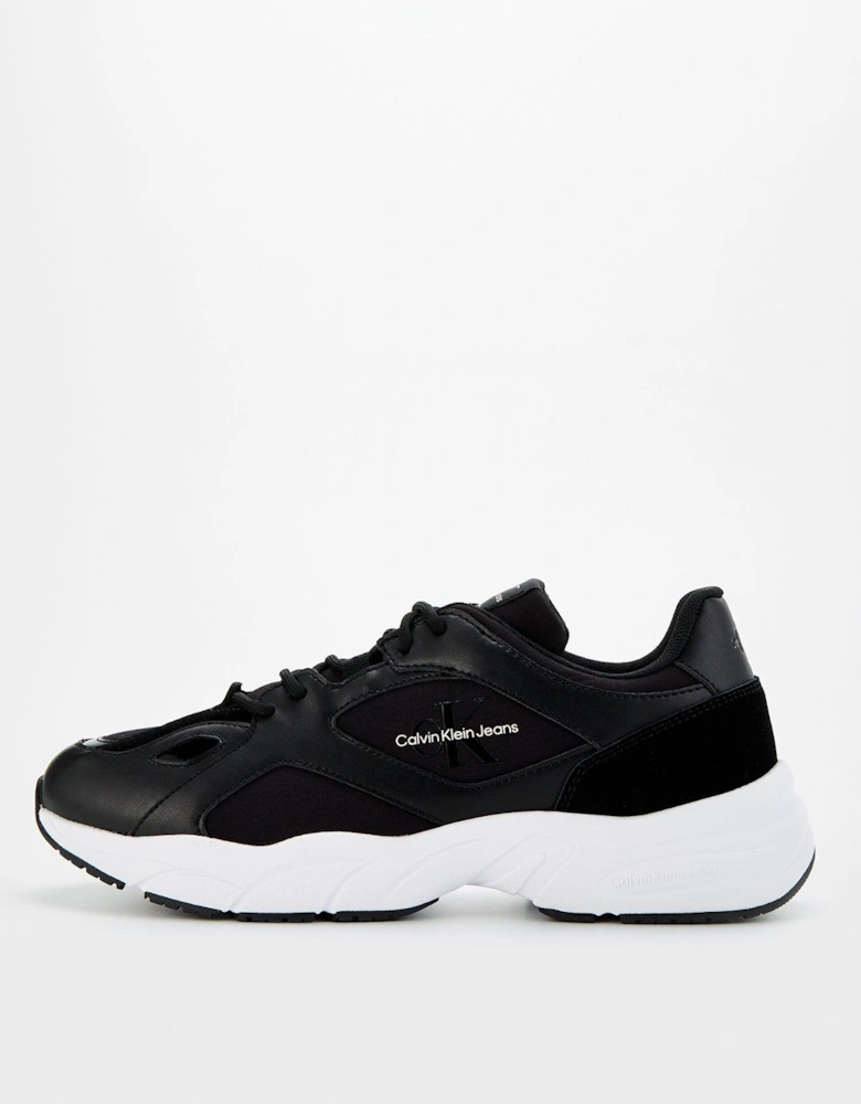 Retro Lace Up Trainer - Black