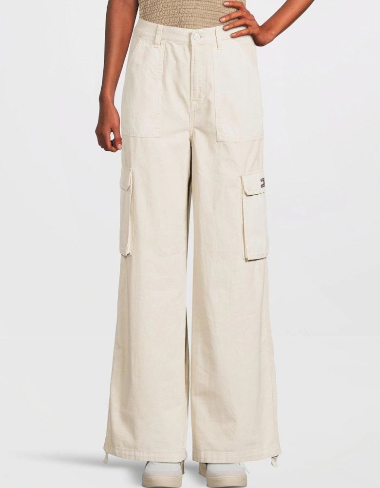 Wide Leg Utility Pant - Beige