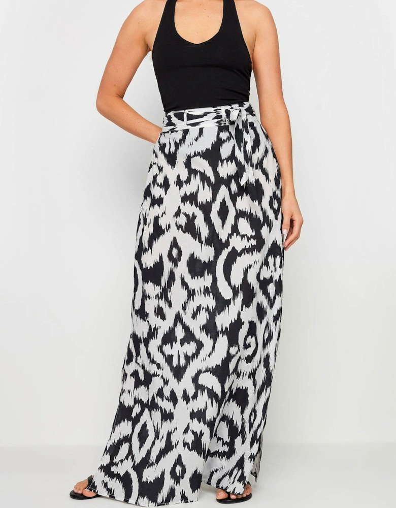 Mono Abstract Maxi Skirt - Black