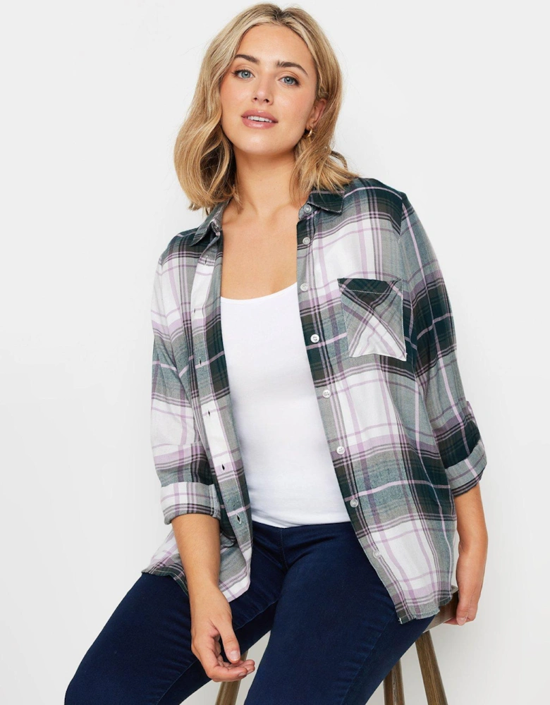 Checked Boyfriend Shirt - Purple