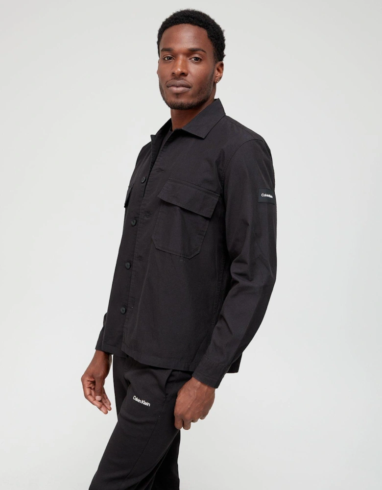 Cotton Nylon Overshirt - Black