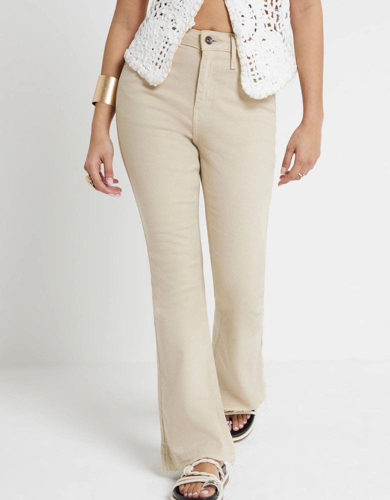 High Rise Sculpt Flare Jeans - Light Beige