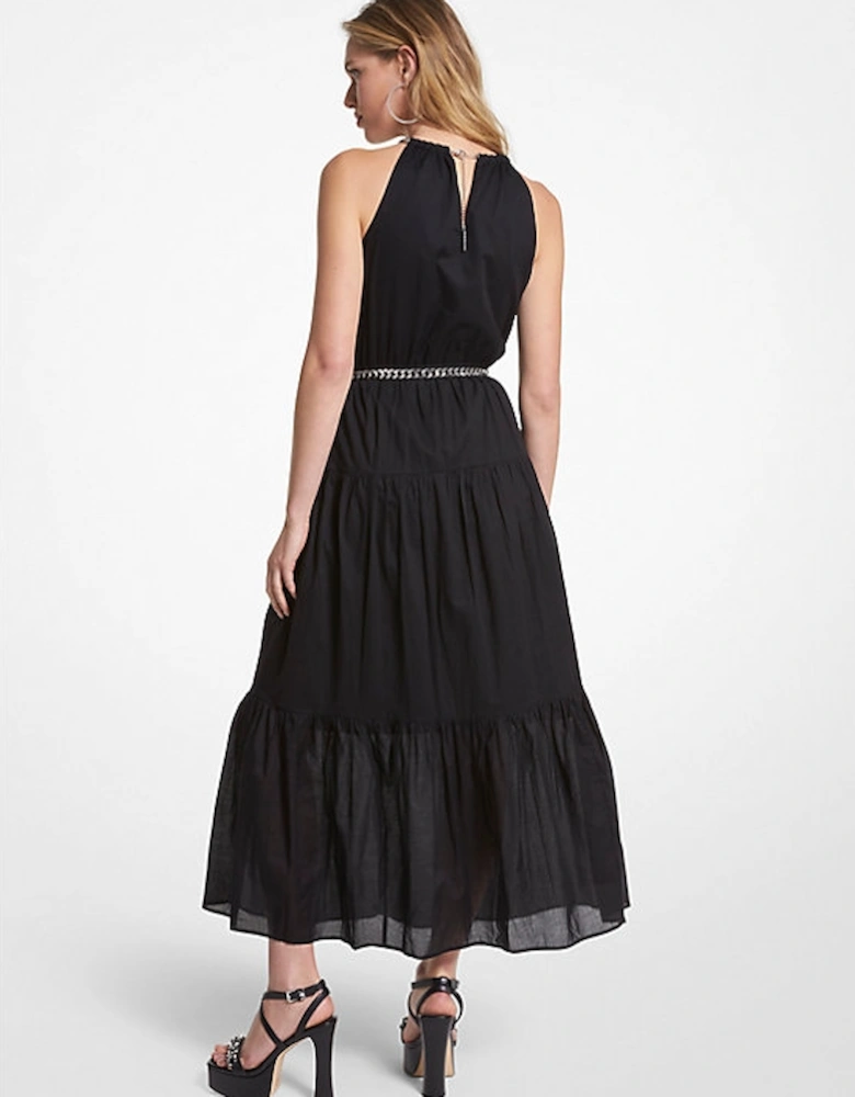 Chain Halter Cotton Lawn Midi Dress