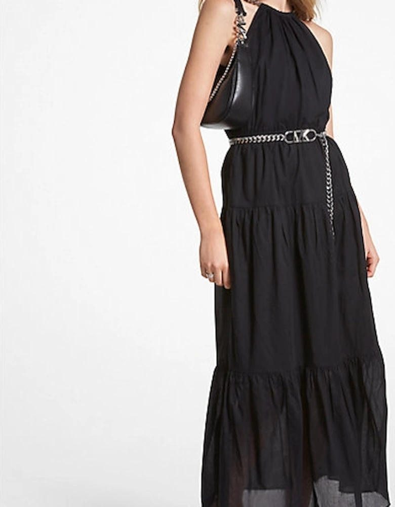 Chain Halter Cotton Lawn Midi Dress