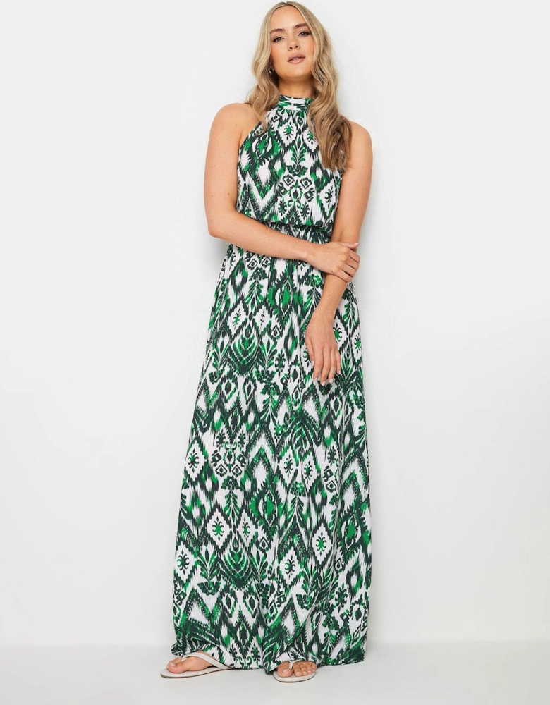 Tall Aztec Halterneck Maxi Dress - Green