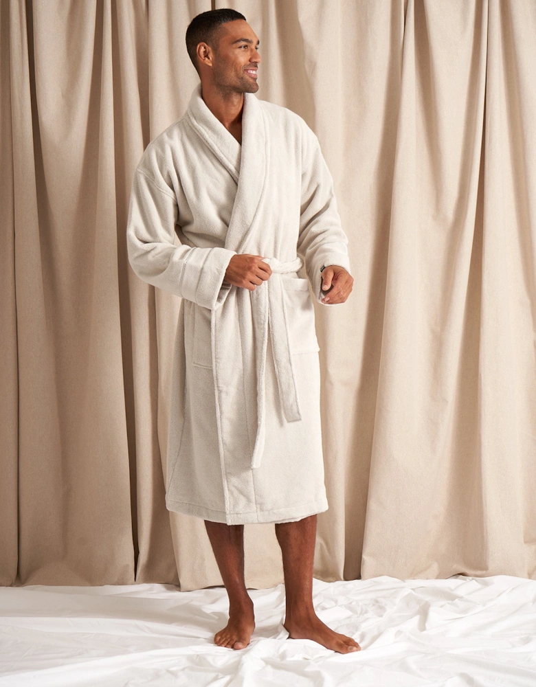 Bamboo Towelling Robe in Light Grey