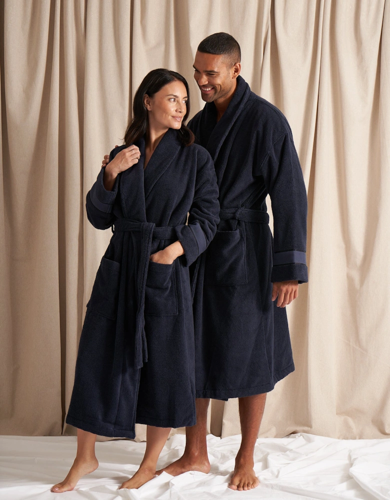 Bamboo Towelling Robe in Midnight