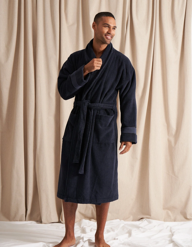 Bamboo Towelling Robe in Midnight