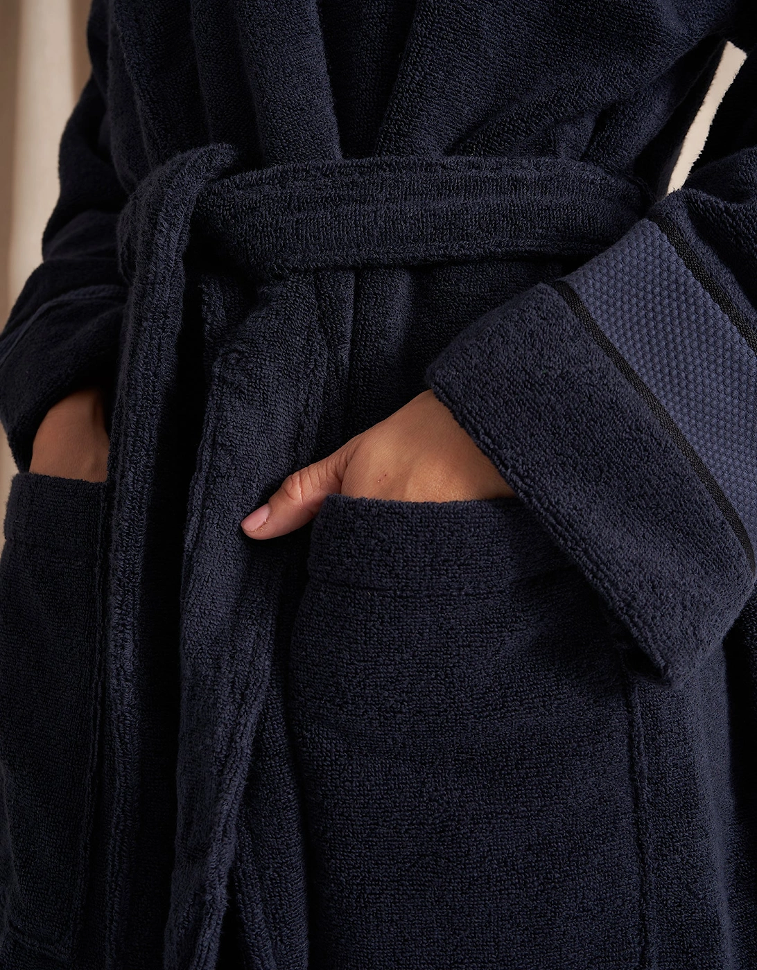 Bamboo Towelling Robe in Midnight