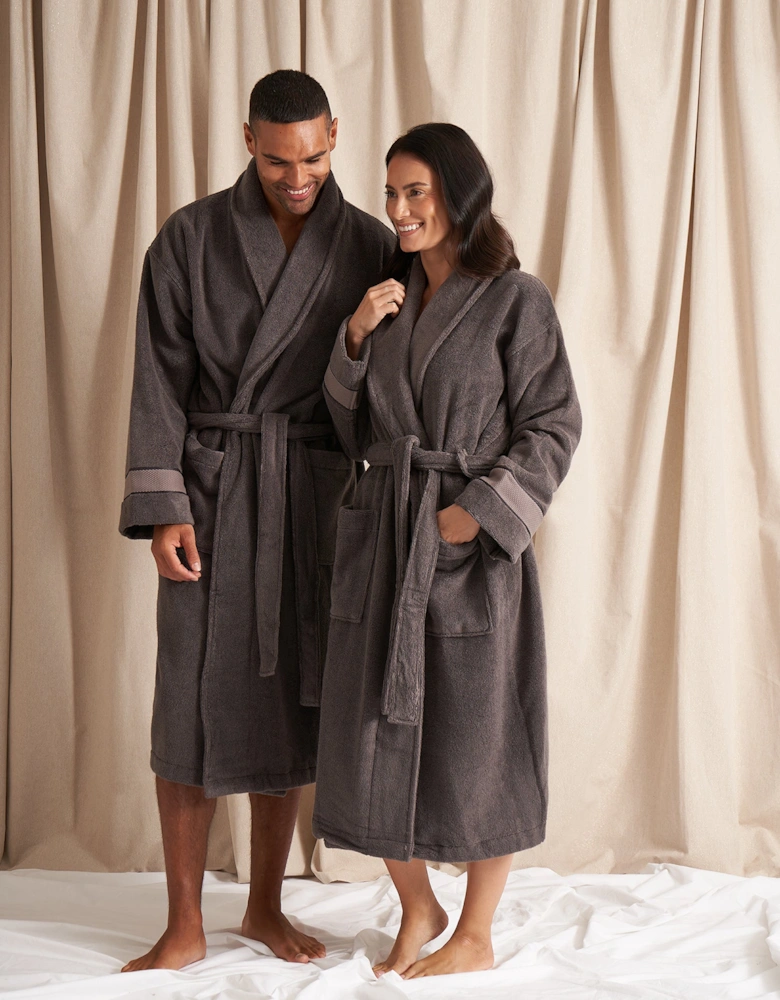 Bamboo Towelling Robe in Smoke Grey