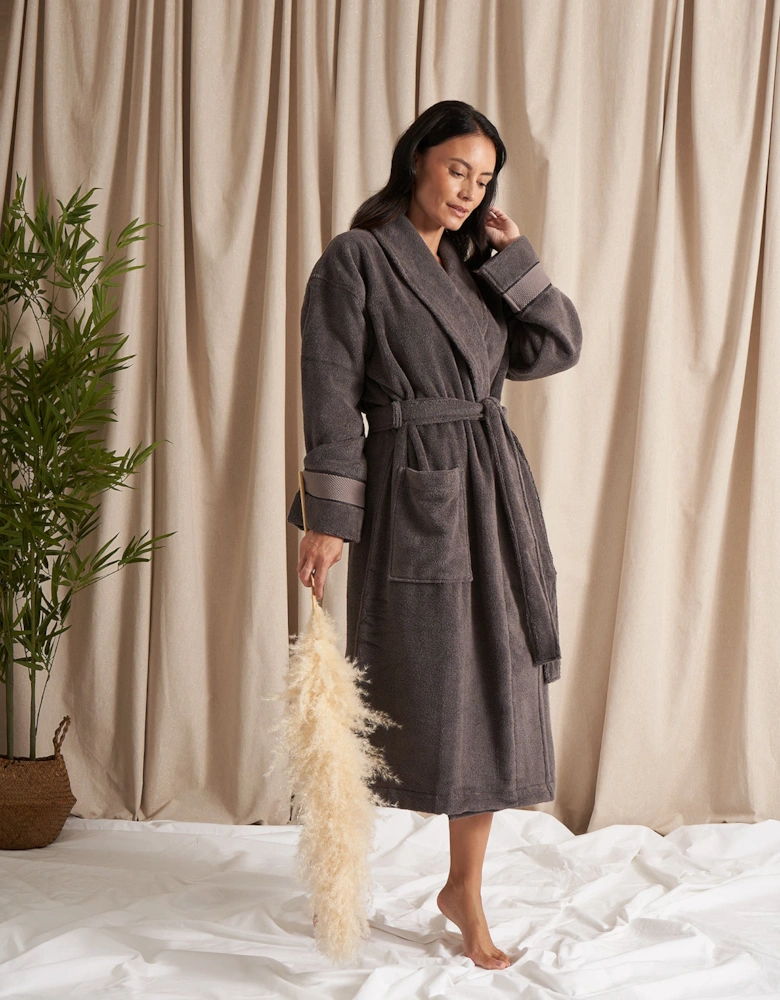 Bamboo Towelling Robe in Smoke Grey