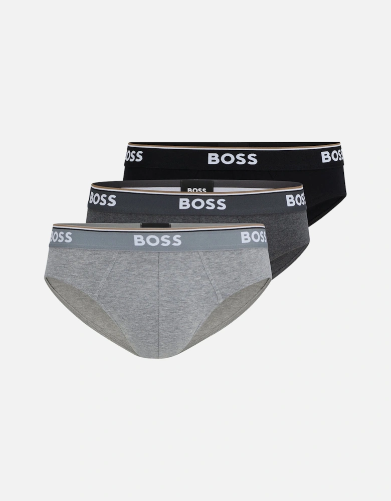 3-Pack Power Logo Briefs, Grey Combination