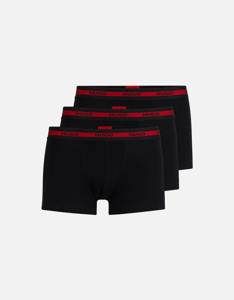 3-Pack Stretch Cotton Boxer Trunks, Black