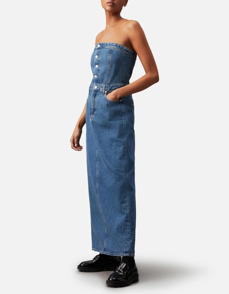 Jeans Strapless Maxi Denim Dress