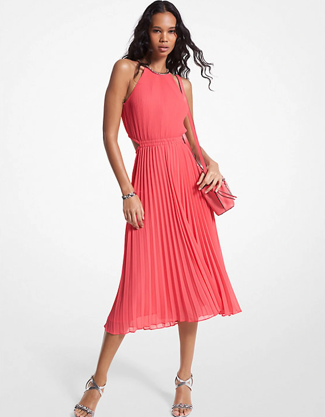 Pleated Georgette Cutout Dress, 3 of 2