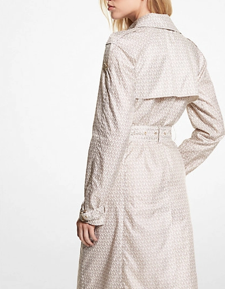 Logo Print Satin Ciré Trench Coat