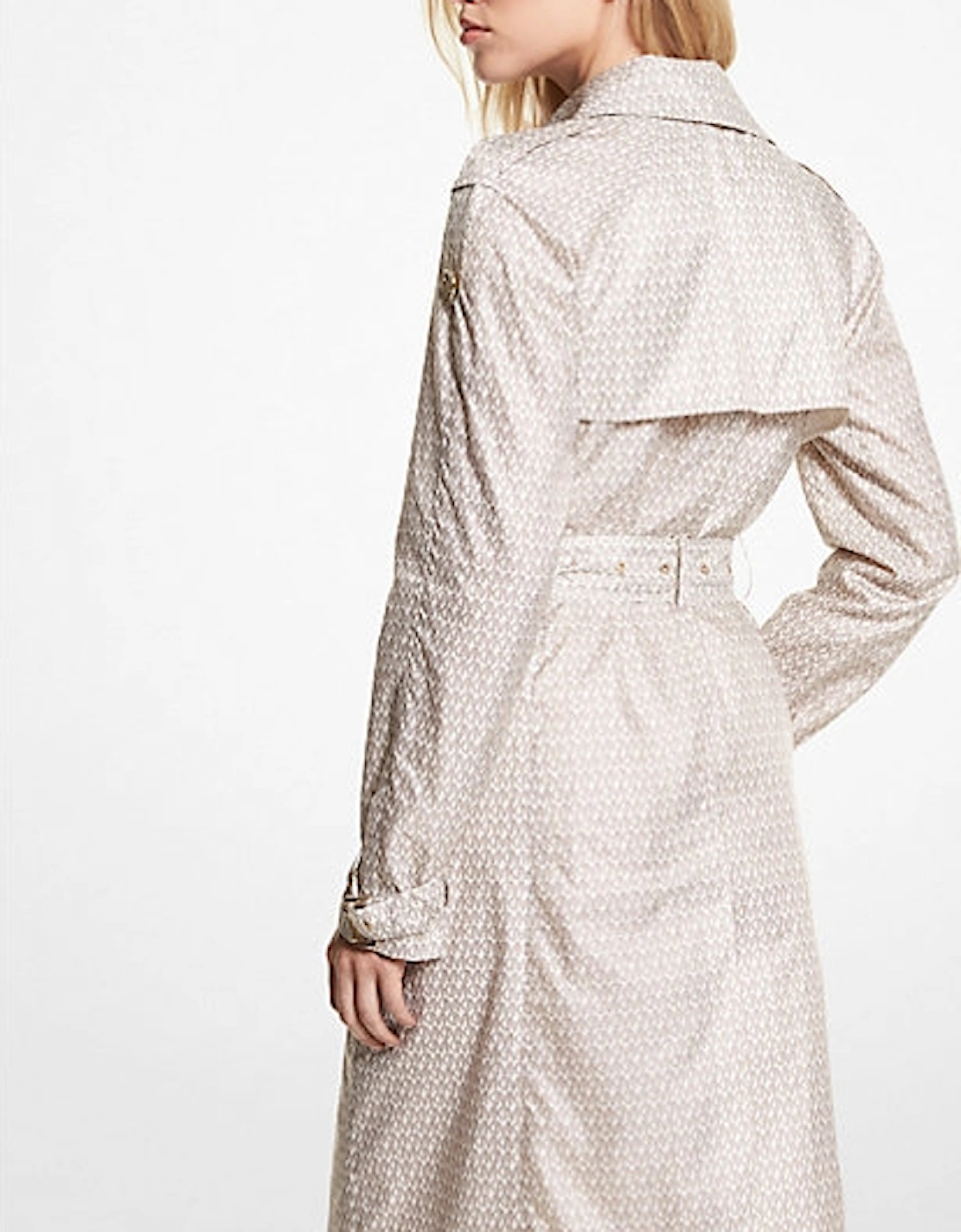 Logo Print Satin Ciré Trench Coat