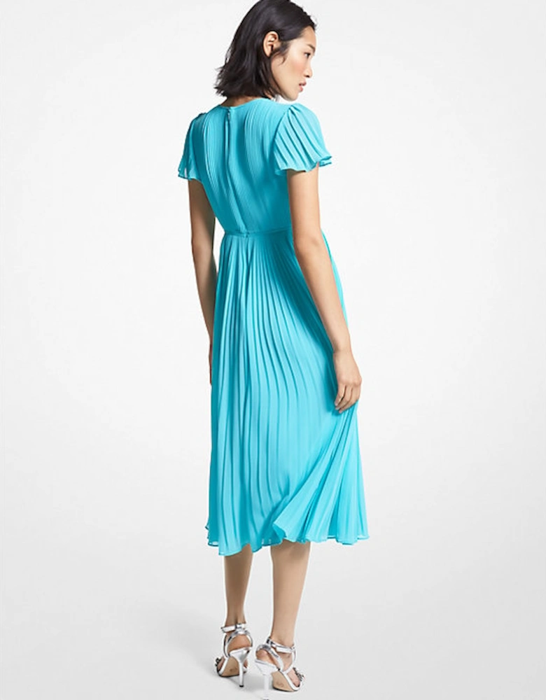 Pleated Georgette Midi Dress