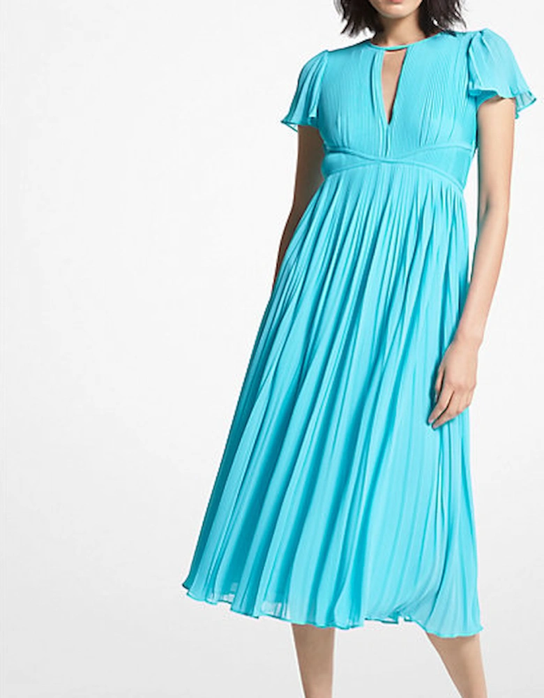 Pleated Georgette Midi Dress