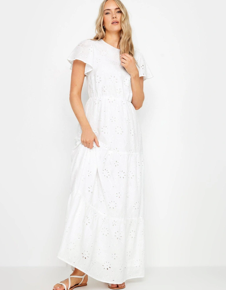 Tall Flutter Sleeve Tiered Dress - White