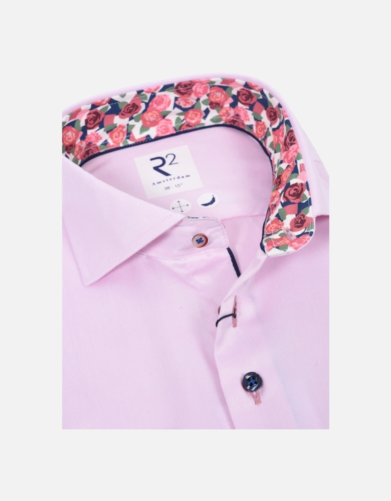 Cut Away Collar Long Sleeved Shirt Pink