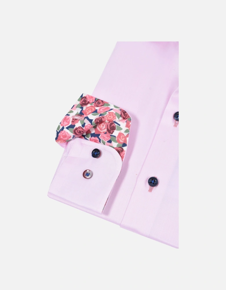 Cut Away Collar Long Sleeved Shirt Pink