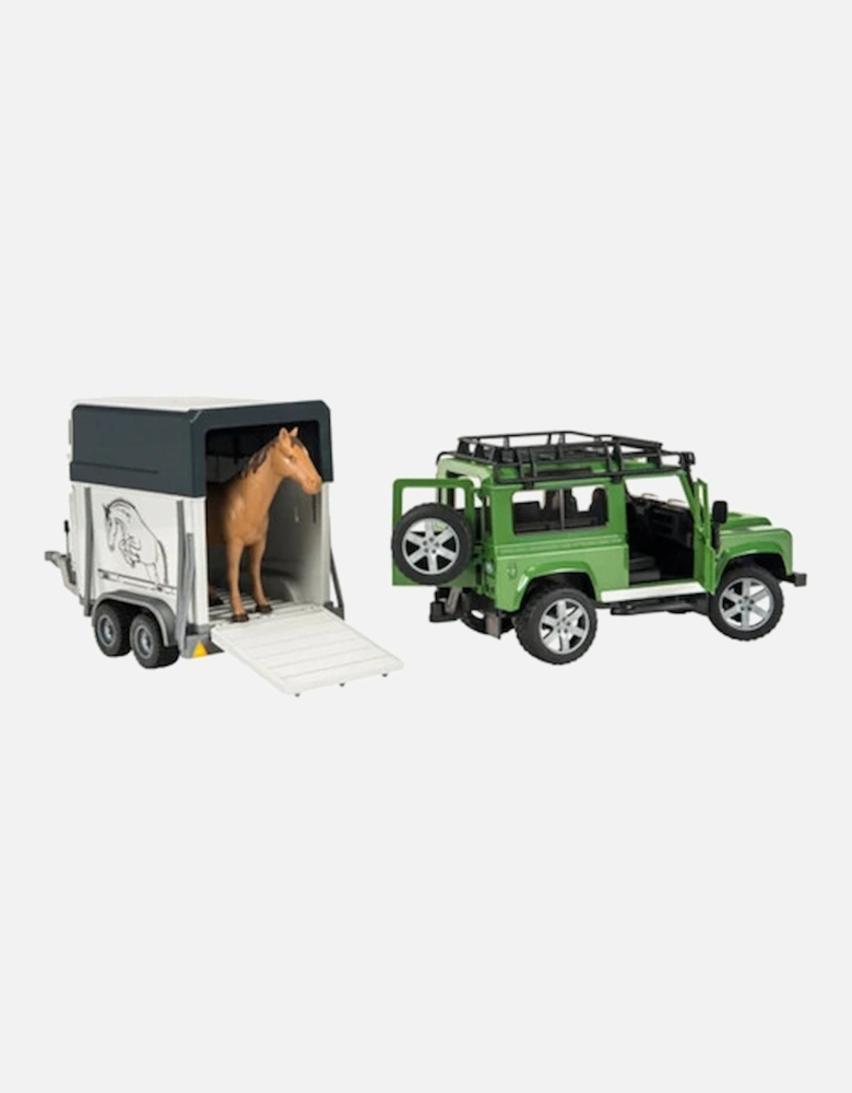 Bruder Land Rover Defender with Horse & Trailer