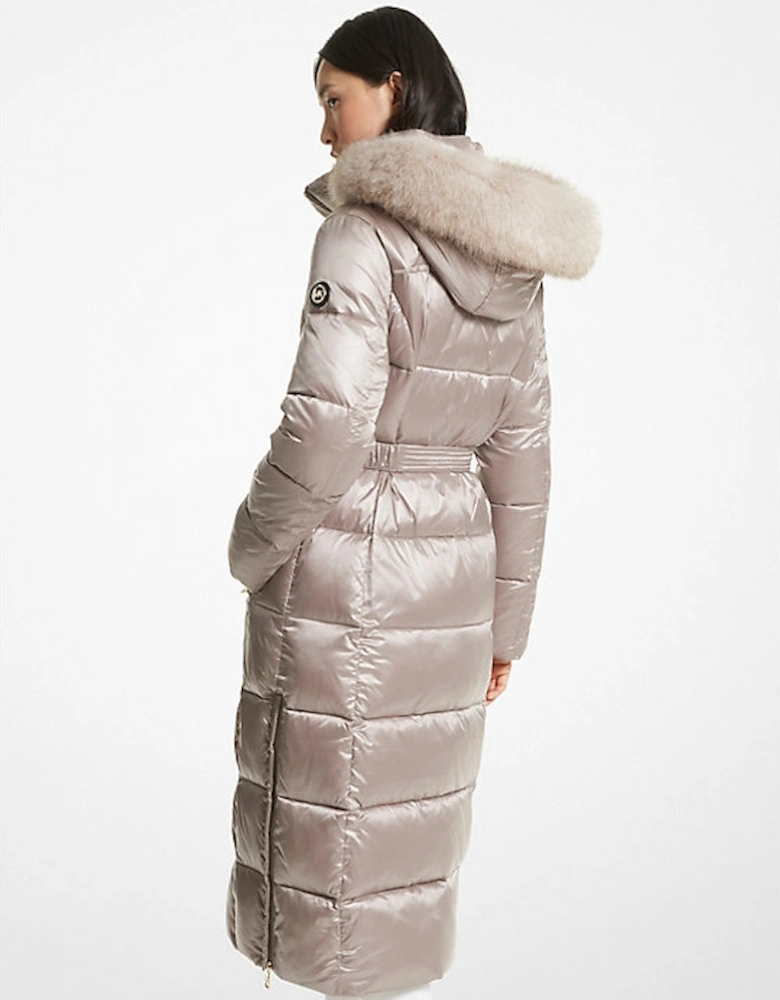 Faux Fur Trim Quilted Puffer Coat