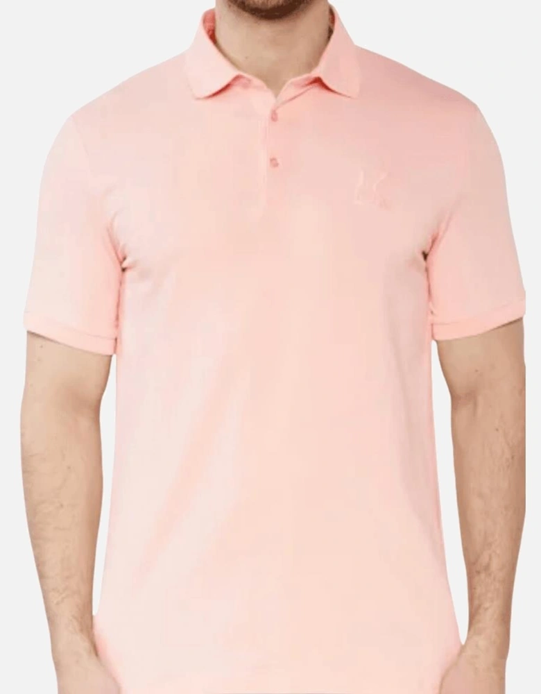 Cotton Embroidered Logo Pink Polo Shirt