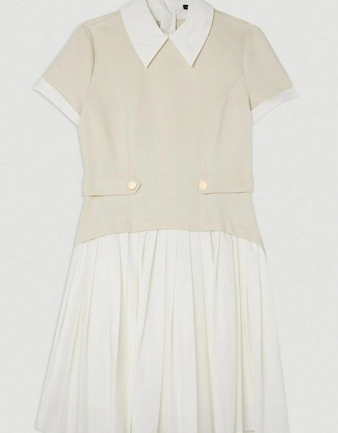 Jersey Cotton Poplin Pleated Mini Dress