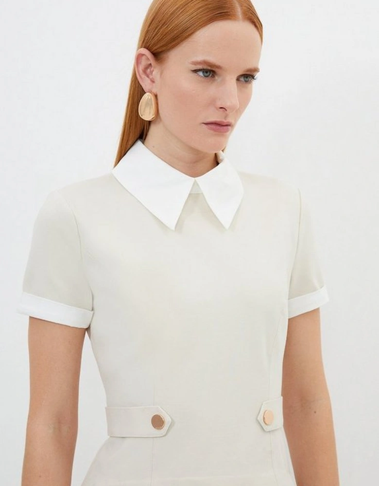 Jersey Cotton Poplin Pleated Mini Dress