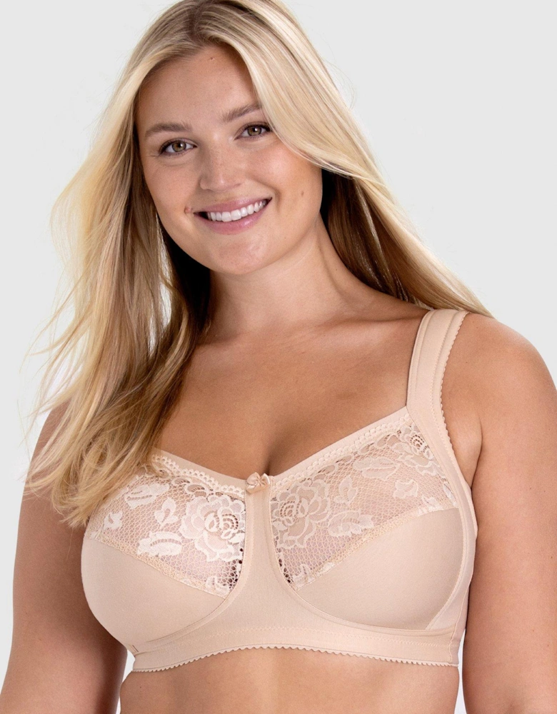 Lovely Lace Non Wired Cotton Bra With Padded Side Support