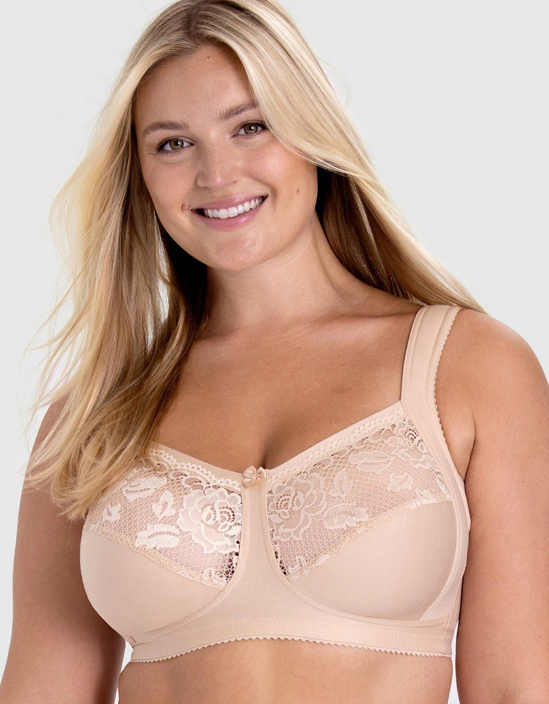 Lovely Lace Non Wired Cotton Bra With Padded Side Support, 2 of 1