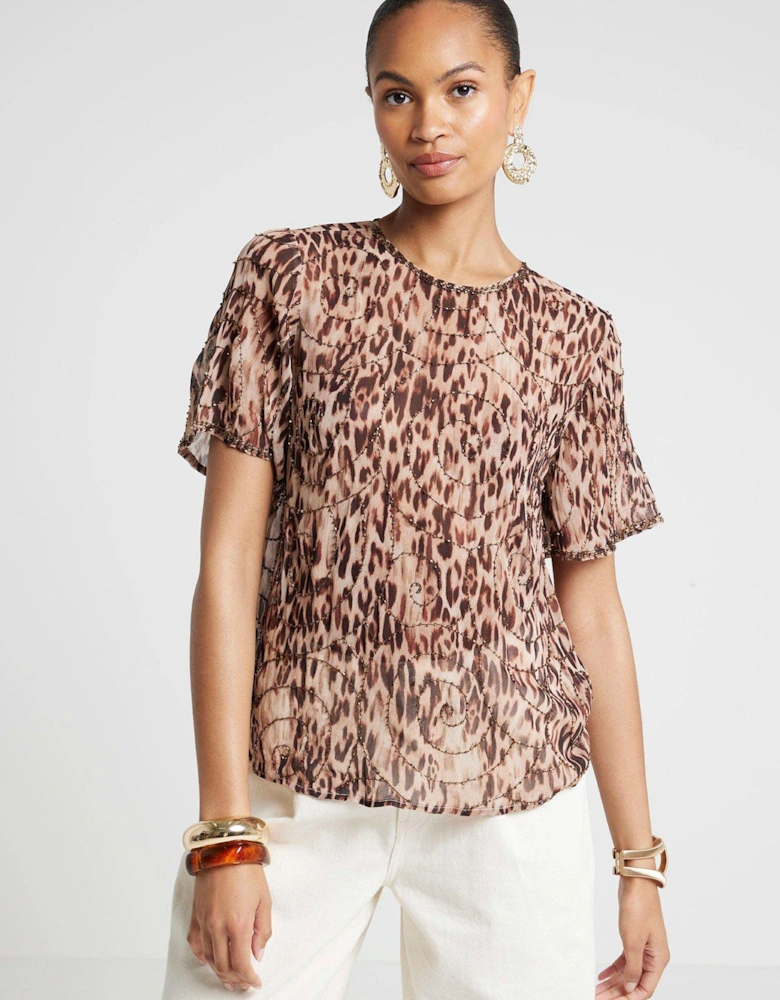 Embellished Animal T-Shirt - Brown