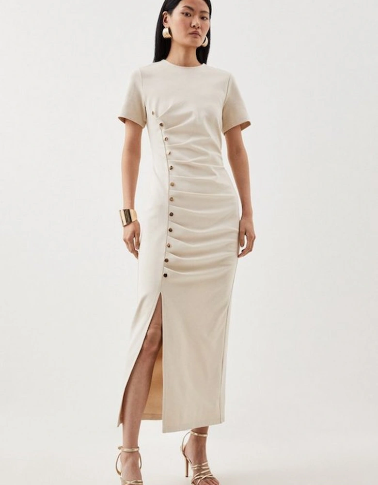 Ponte Tuck Jersey Midi Dress