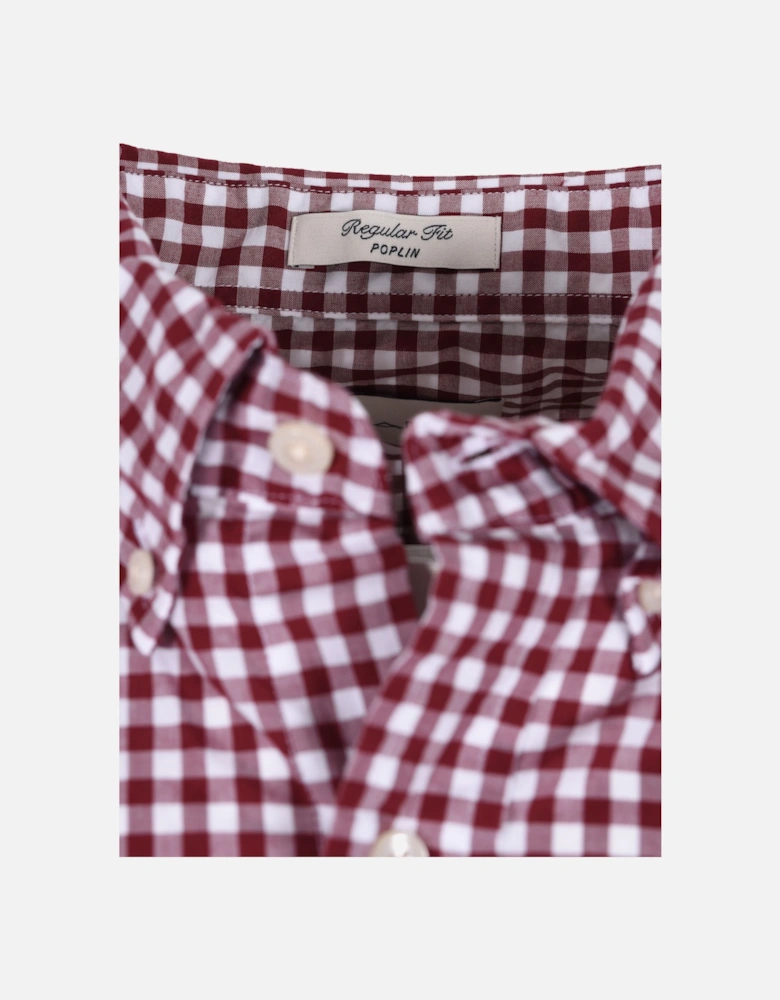 Reg Poplin Gingham Shirt Wine Red