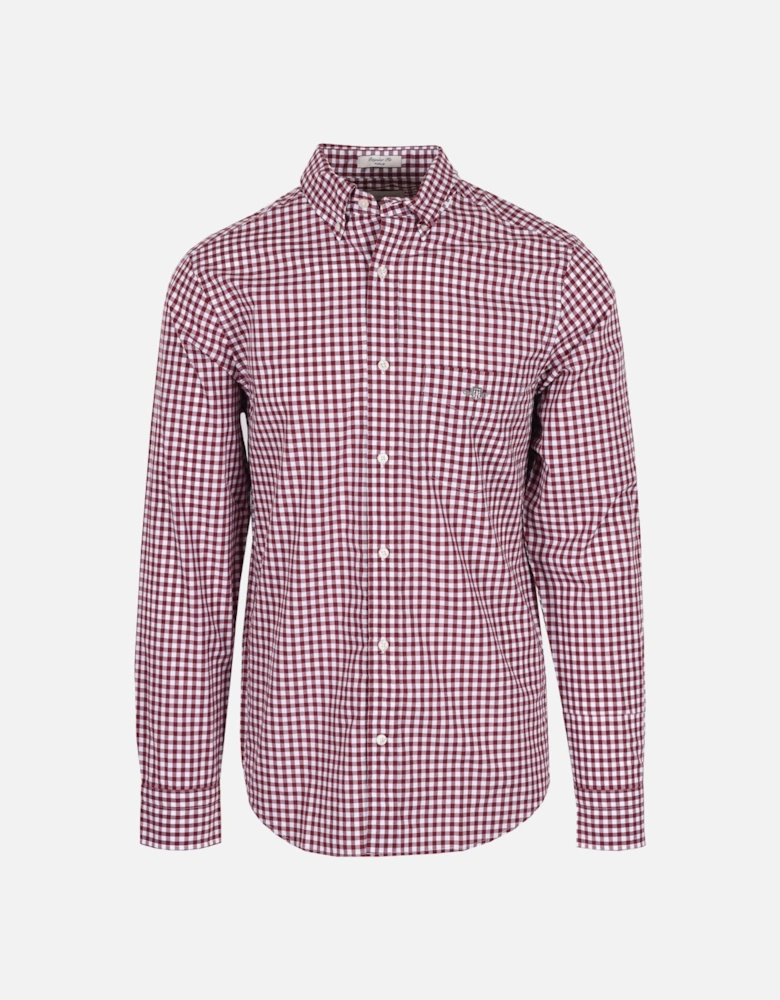 Reg Poplin Gingham Shirt Wine Red