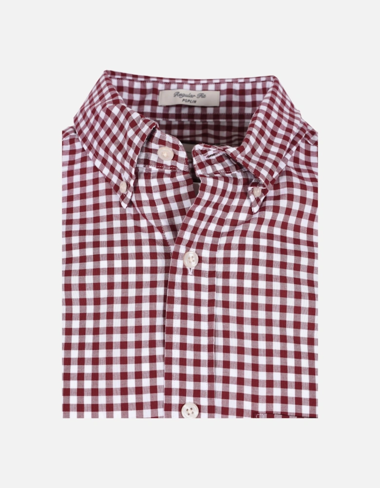 Reg Poplin Gingham Shirt Wine Red