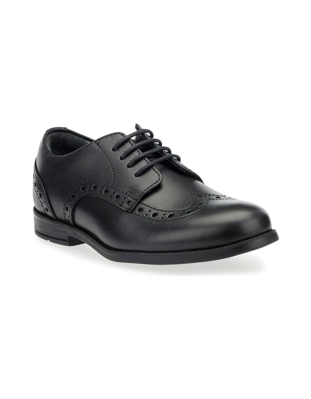 Brogue Senior Girls Black Leather Lace Up School Shoes, 2 of 1