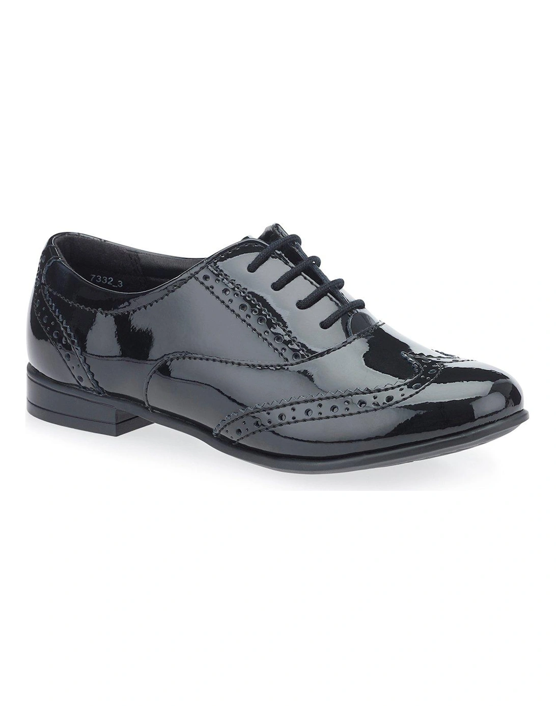 Girls Matilda Patent Leather Lace Up Brogue School Shoes - Black, 5 of 4