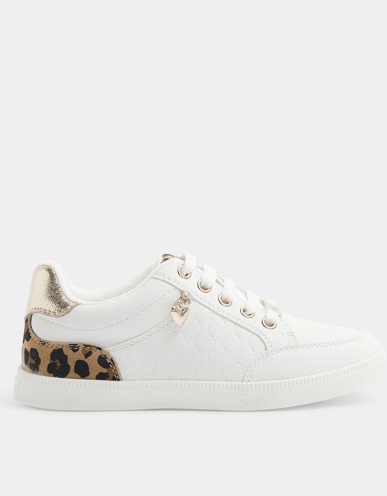 Older Girl Leopard Print Trainers - White