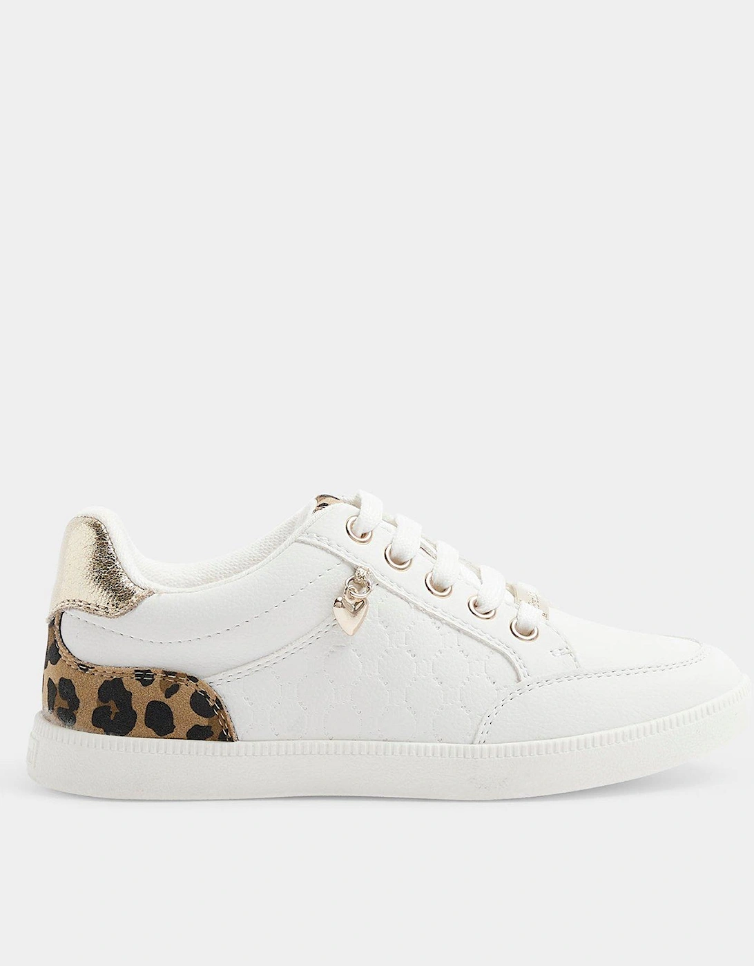 Older Girl Leopard Print Trainers - White, 6 of 5