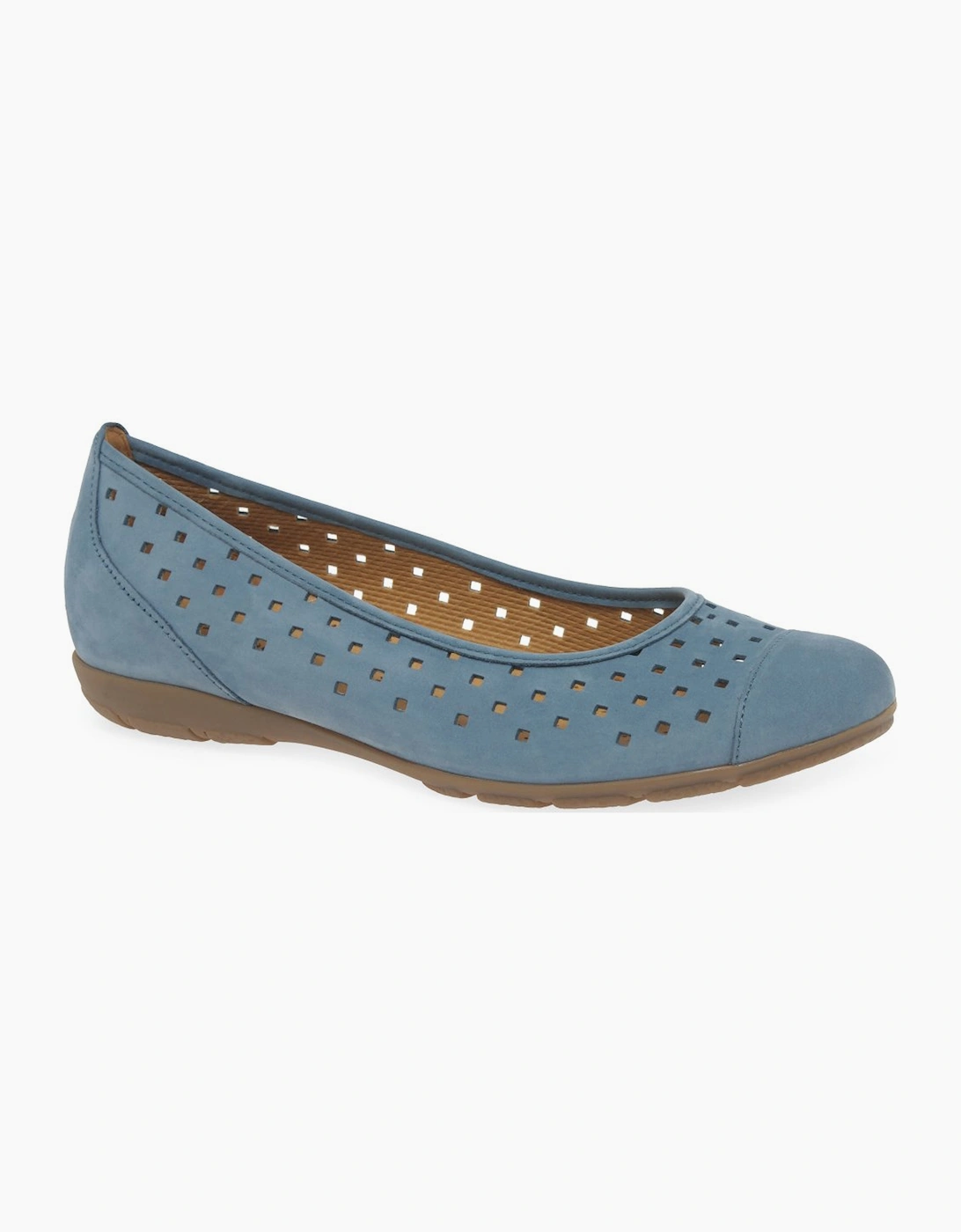 Gabor Women's Ruffle Womens Punched Detail Casual Shoes - Blue - Size: 4
