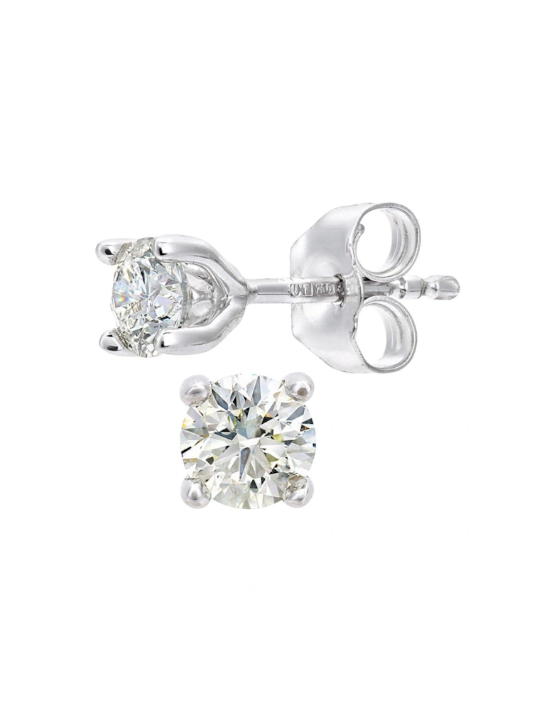 18ct White Gold 50 Point Diamond Solitaire Earrings
