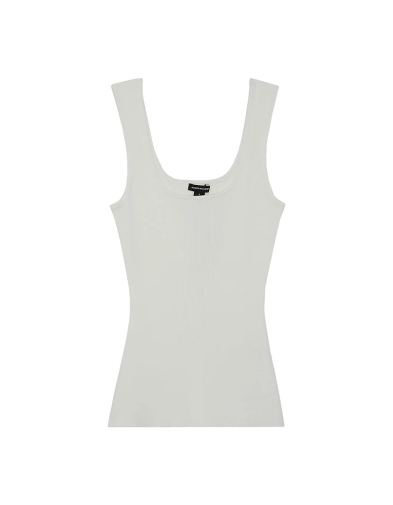 Viscose Blend Rib Knit Square Neck Vest