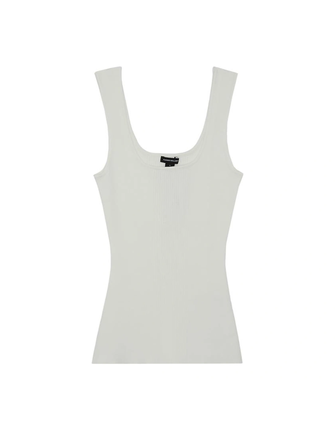 Viscose Blend Rib Knit Square Neck Vest