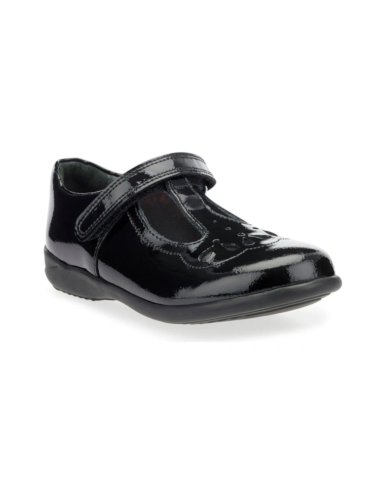 Poppy Younger Patent Strap School Shoes - Black