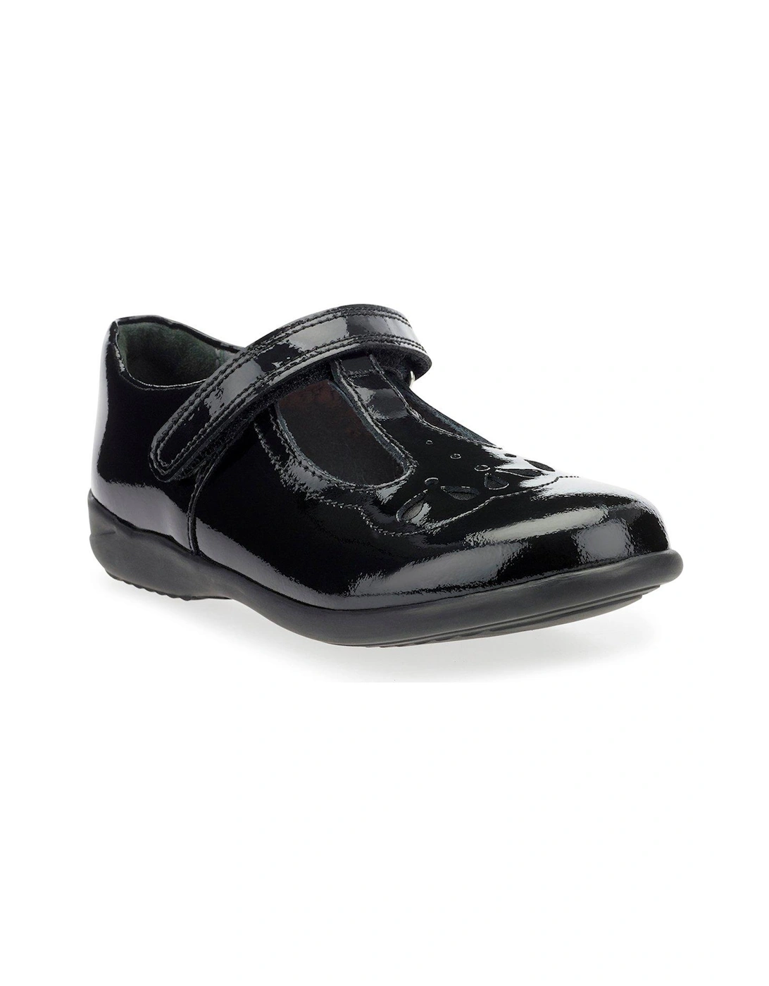 Poppy Younger Patent Strap School Shoes - Black, 5 of 4